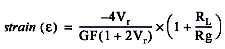 To convert voltage readings to strain units use the following equation