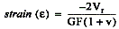 To convert voltage readings to strain units use the following equatio