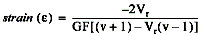 To convert voltage readings to strain units use the following equation