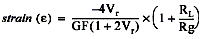 To convert voltage readings to strain units use the following equation