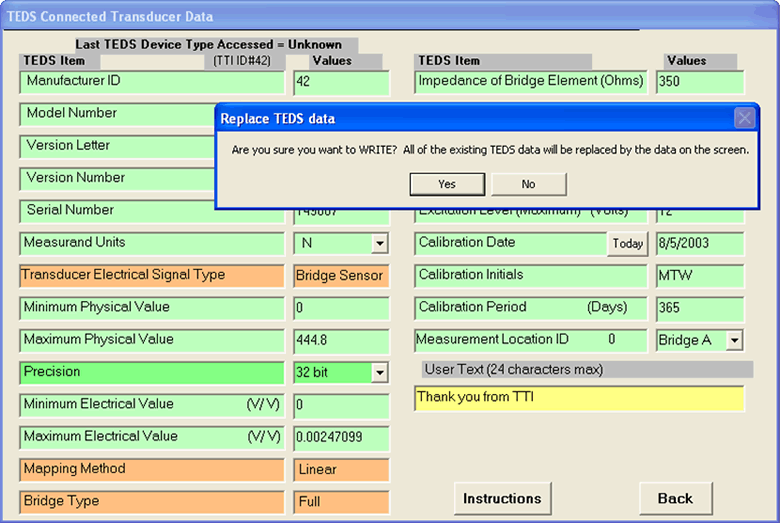 DPM-3-TRES TEDS Reader Editor Software - Screen 7