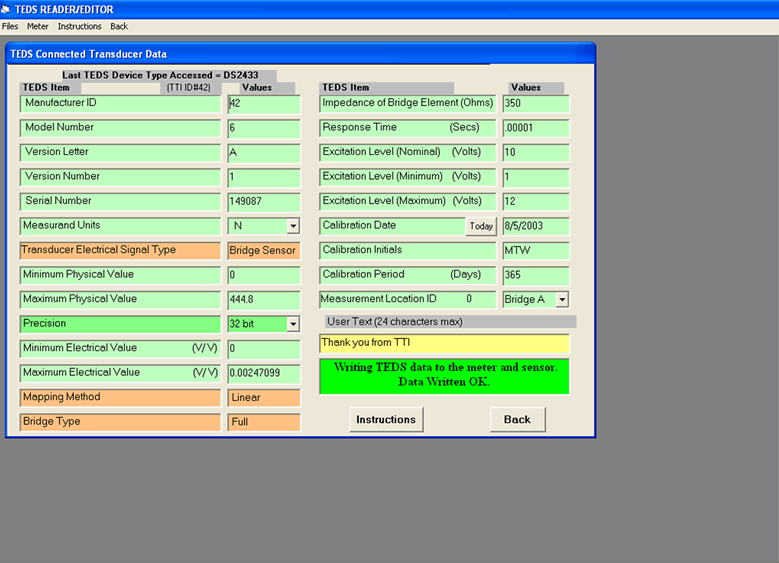 DPM-3-TRES TEDS Reader Editor Software - Screen 8